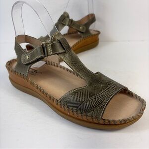 Pikolinos Cadaques W8K-0829 Sage Leather T-Strap Comfort Sandals 39 (8.5-9)